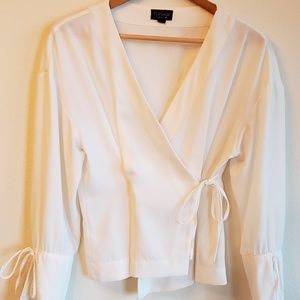 **SOLD** Topshop White Front Wrap Tie Blouse Top